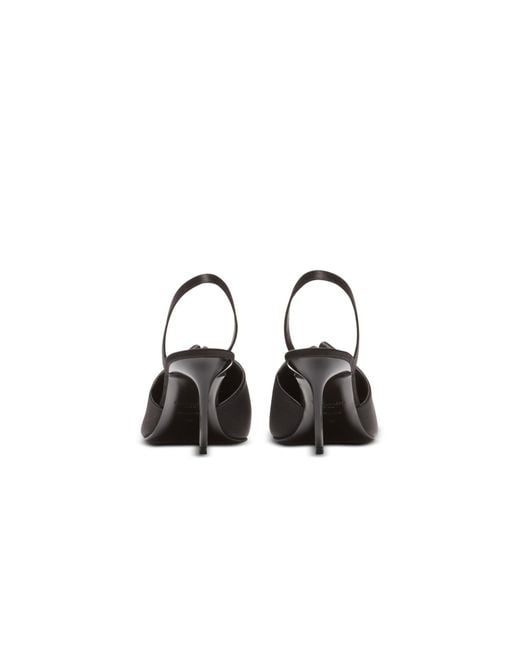 Balmain Black Piercing Detailed Satin Slingback Pumps