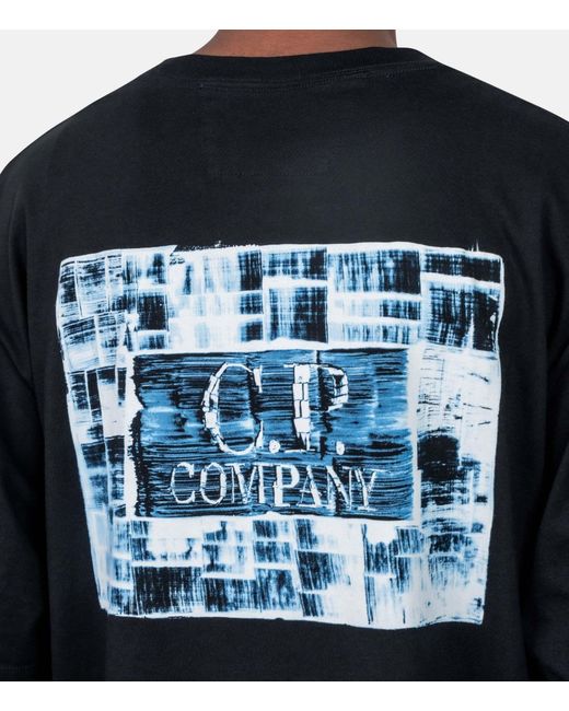 C P Company Black Logo-Print Cotton T-Shirt for men
