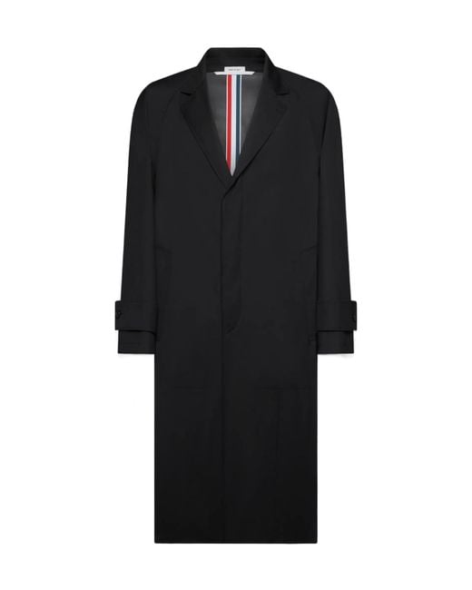 Thom Browne Black Single-Breasted Wool Coat for men