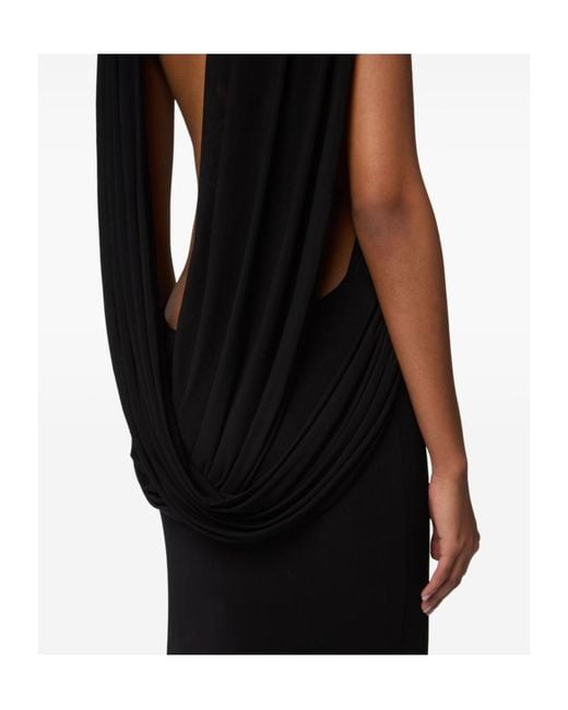 Nina Ricci Black Draped High-Neck Maxi Dress