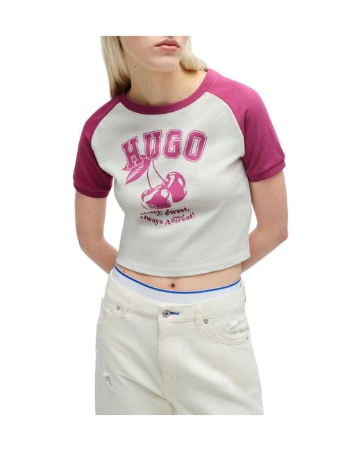 Boss Pink Loose Cropped Tshirt