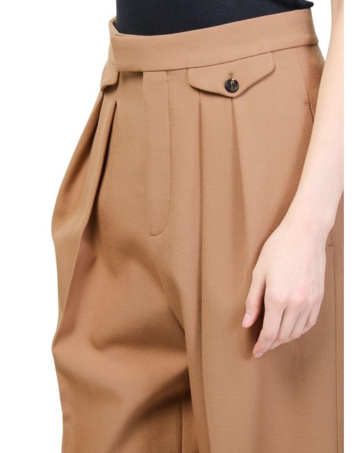 Chloé Natural Straight Pleated Pants