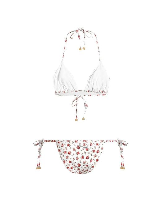 Dolce & Gabbana White Roselline Triangle Bikini
