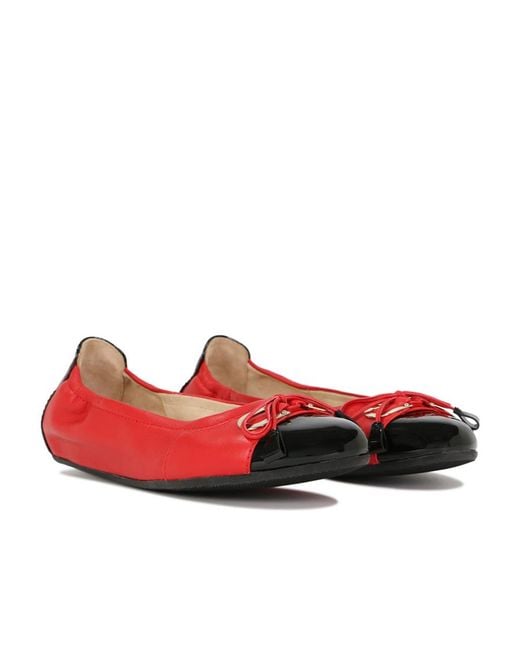 Bally Red Stitching Detail Ballet Shoes