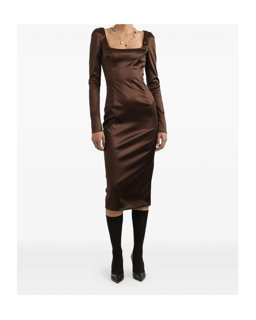 Dolce & Gabbana Brown Dolce&Gabbana Stretch Satin Dress