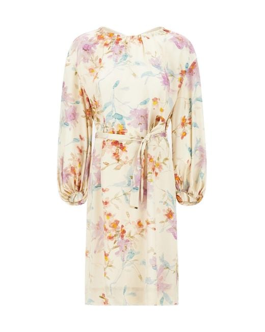 Herno White Floral Printed Dress