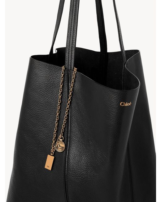 Chloé Black Chloé Spin Chain Detail Tote Bag