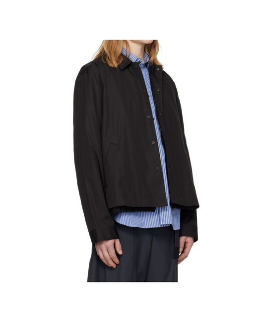 Sacai Black Collared Casual Jacket for men