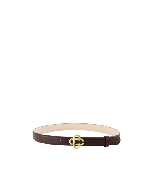 Casablanca White Logo Buckle Leather Belt