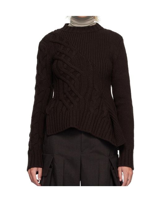 Sacai Black Wool Knitted Sweater