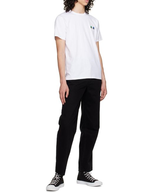 Maison Kitsuné White Chest Logo-Patch Detail T-Shirt for men