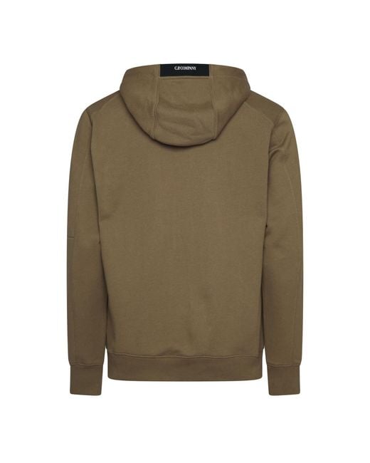 C P Company Green Diagonal Raised Lens Hoodie for men
