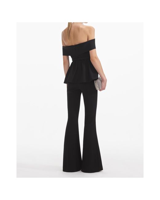 Self-Portrait Black Crepe Off Shoulder Jumpsuit
