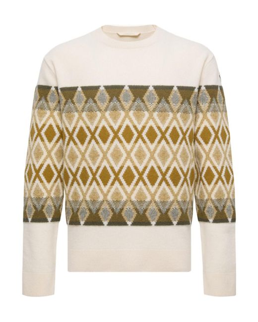 Moncler Natural Rhombus Pattern Wool Sweater for men