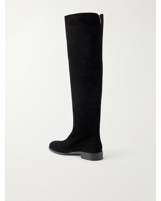 Gianvito Rossi Black Solid Suede Over-The-Knee Boots