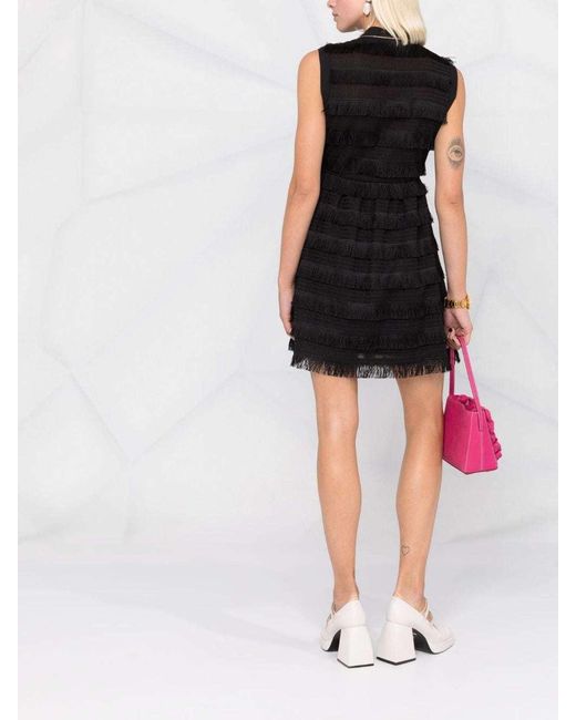 Moschino Black Tassel-Rimmed Sleeveless Dress
