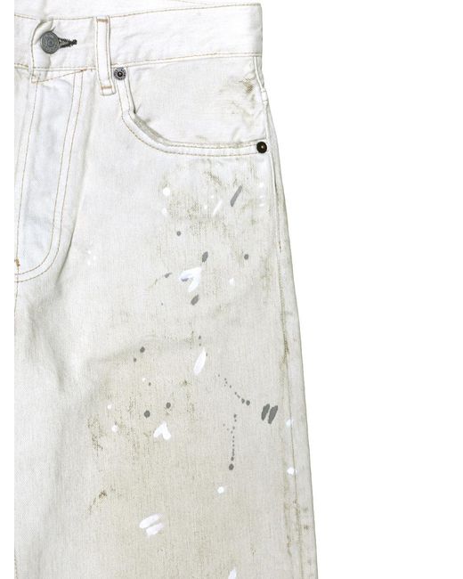 Acne White Distressed Logo Patch Jeans
