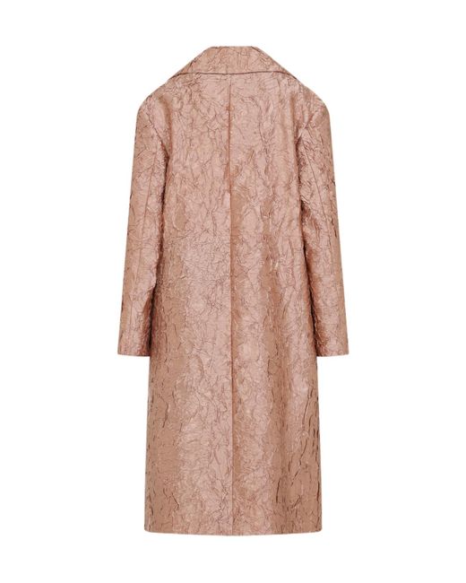 Dries Van Noten Pink Crinkle Effect Single Breasted Coat