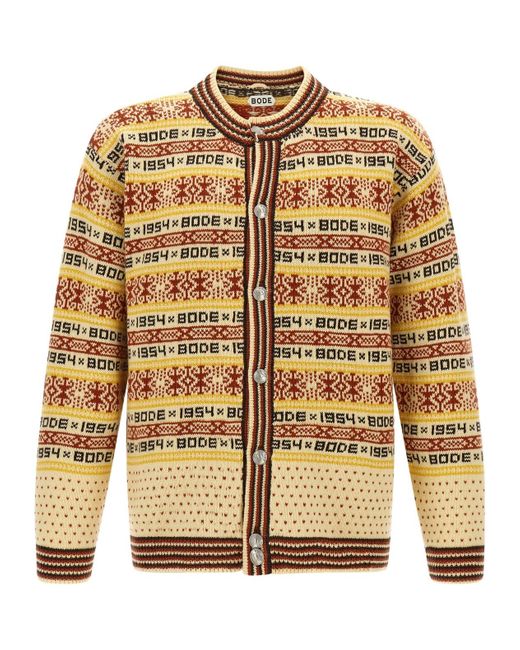 Bode Multicolor Marzipan Jacquard Cardigan for men