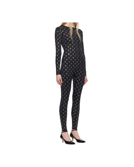 MARINE SERRE Black Moon-Pattern Jersey Jumpsuit