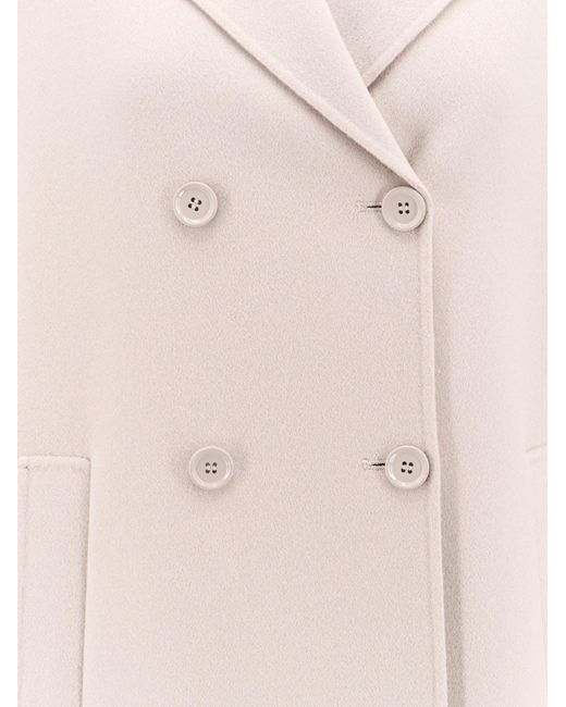 Max Mara Pink Double-Breasted Virgin Wool Coat