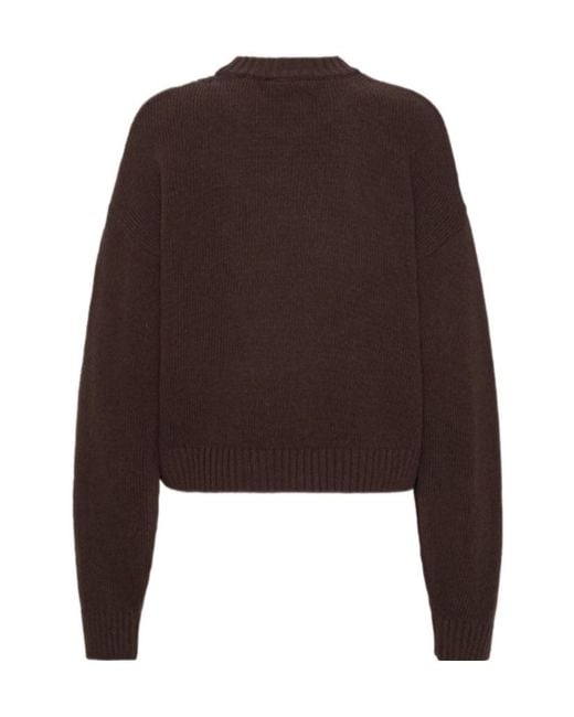 ROTATE BIRGER CHRISTENSEN Brown Crew-Neck Sweater
