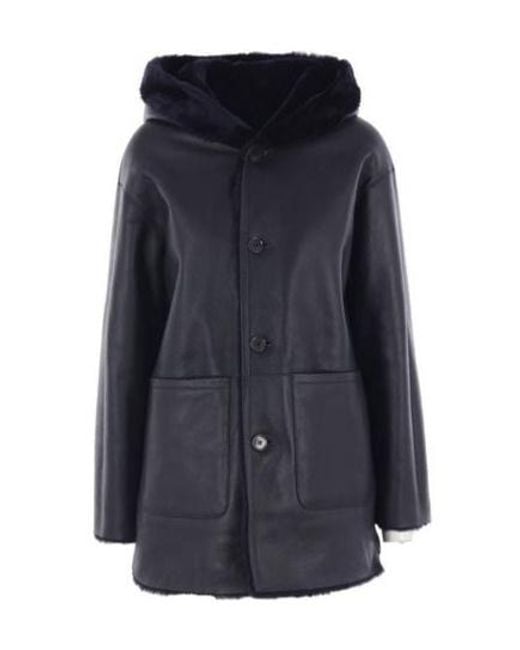 Arma Blue Hooded Shearling Coat