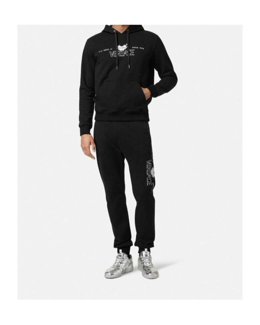 Versace Black Logo-Printed Hoodie for men