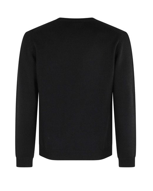 Roberto Collina Black Crew-Neck Knitted Sweater for men