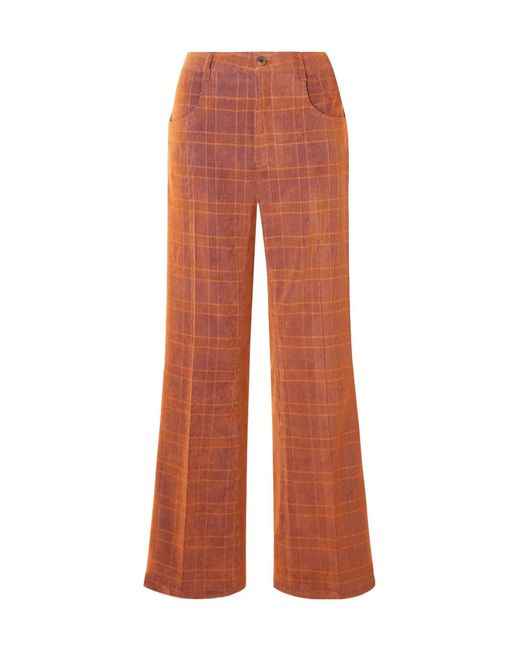 McQ Alexander McQueen Orange Checked Corduroy Flared Pants