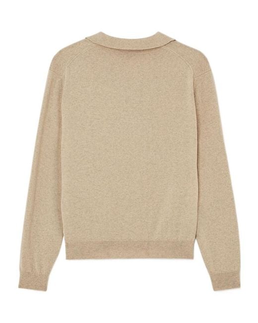Loro Piana Natural Arona Knitted Polo Shirt