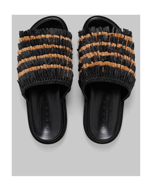 セール⚫︎MARNI⚫︎フリンジ タッセル フラットミュール 38 Marni Fringe Slide Sandal in Black | Lyst
