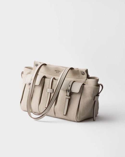 Prada Multicolor Route Large Canvas And Leather Tote Bag