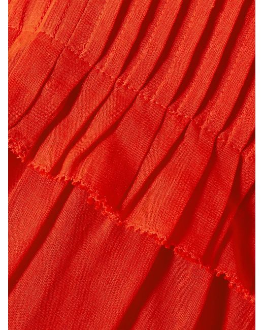 Sea Red Bright V-Neck Midi Dress