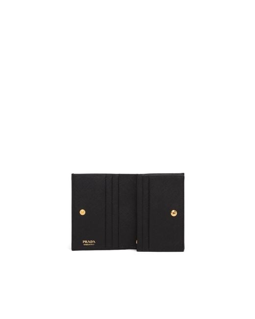 Prada Black Logo Plaque Fold-Over Wallet