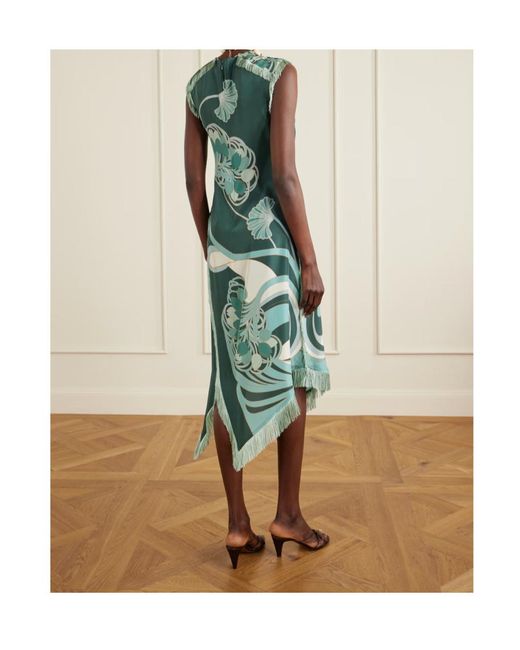 LaDoubleJ Green Fringed Floral Dress