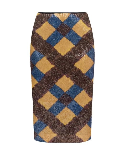 Diane von Furstenberg Blue Bianca Sequin Skirt