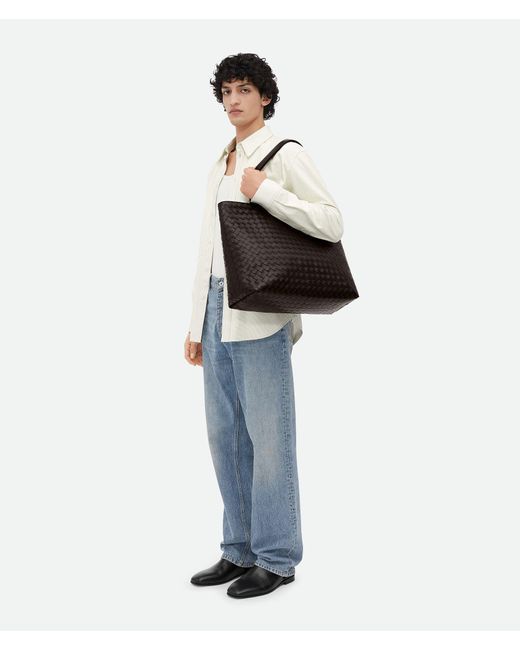 Bottega Veneta Black Intrecciato Zipped Large Tote Bag for men