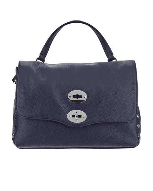 Zanellato Blue Postina Twist-Lock Large Tote Bag