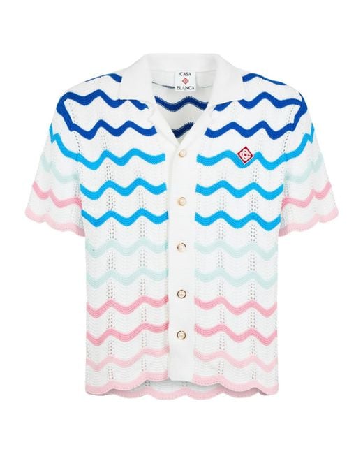 Casablanca Blue Gradient Wave Crochet Shirt for men