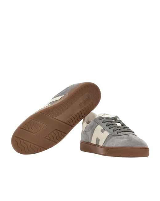 Hogan Brown H647 Logo-Patch Low-Top Sneakers for men