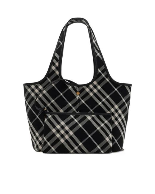 Burberry Black Nova Checked Top Handle Bag