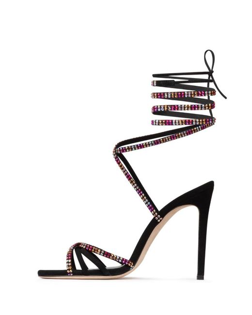 Paris Texas Black Embellished Crossover Strap Sandals