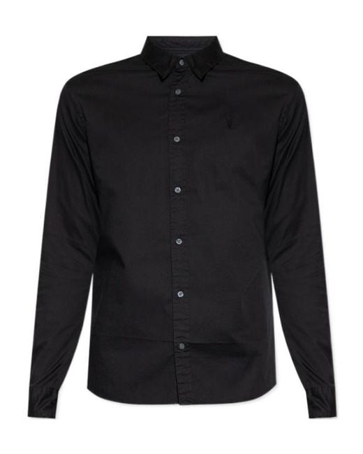AllSaints Black Classic Button-Up Shirt for men