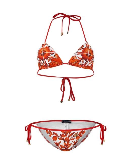 Dolce & Gabbana Red Printed Bikini