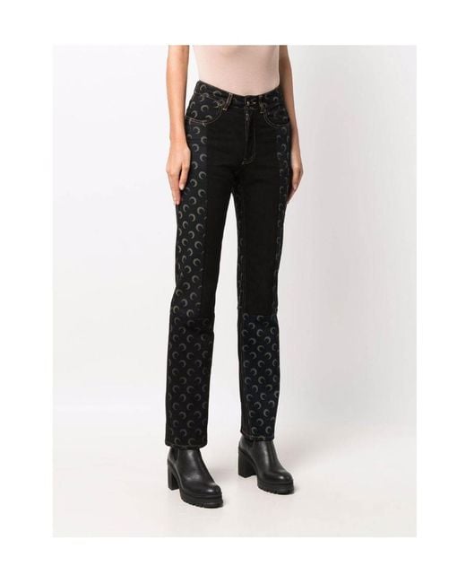 MARINE SERRE Black Logo Jeans