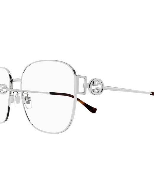 Gucci Metallic Eyewear Square Frame Glasses for men