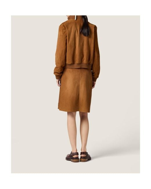 Miu Miu Brown Waxed Suede Skirt