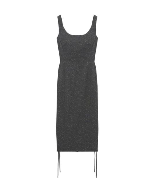 McQueen Blue Corset Lace Flecked Pinstripe Pencil Dress