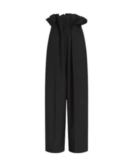 Khaite Black High-Waisted Pleated Trousers